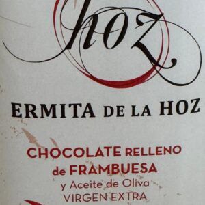 Tableta de chocolate negro artesano con aceite de oliva virgen extra (AOVE) relleno de frambuesa 105g